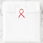 レッド認識度リボンアートカスタムデカールシール スクエアシール (バッグ)