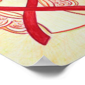 レッド認識度リボンエンジェルポスターアートプリント ポスター (角)