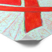 レッド認識度リボンハートポスターアートプリント ポスター (角)