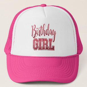 レッド誕生日ガール文字 キャップ
