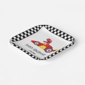 レッド誕生日恐竜レースカーボーイレース子供の名前 ペーパープレート (傾斜あり)