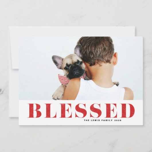 レッド賛美タイポグラフィ写真クリスマス シーズンカード (正面)