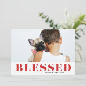 レッド賛美タイポグラフィ写真クリスマス シーズンカード (スタンド正面)