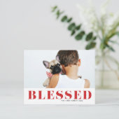 レッド賛美タイポグラフィ写真クリスマス シーズンポストカード (スタンド正面)