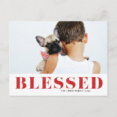 レッド賛美タイポグラフィ写真クリスマス シーズンポストカード (正面)