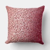 レッド赤面ピンクグリッタースパークルヒョウ柄 クッション (正面)