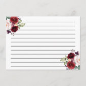 レッド赤面ピンクローズフローラブライダルレシピカード エンクロージャーカード (裏面)