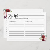 レッド赤面ピンクローズフローラブライダルレシピカード エンクロージャーカード (正面/裏面)