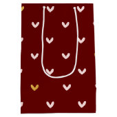 レッド赤面ピンク金ゴールドハート ミディアムペーパーバッグ (裏面)