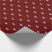 レッド赤面ピンク金ゴールドハート ラッピングペーパー (角)