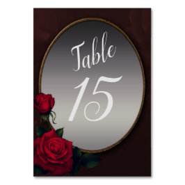 レッド赤面フローラシルバーグレー鏡パーティー テーブルナンバー