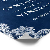 レッド赤面フローラネイビー結婚ブルーのウェルカムサイン ポスター (角)