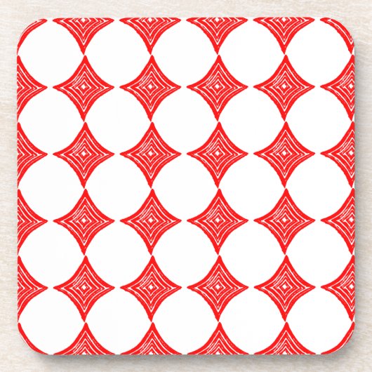 レッド遊のカードシンボルダイヤモンドシェイプリノカット コースター (正面)