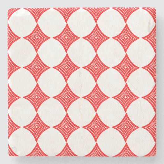 レッド遊のカードシンボルダイヤモンドシェイプリノカット ストーンコースター (正面)