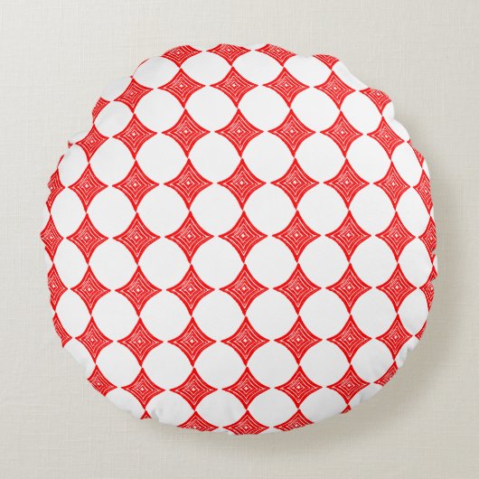 レッド遊のカードシンボルダイヤモンドシェイプリノカット ラウンドクッション (正面)