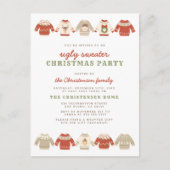 レッド醜いクリスマスセーターホリデーパーティー シーズンポストカード (正面)