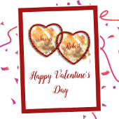 レッド金ゴールドかわいいラブハートハッピーバレンタインデー ポストカード