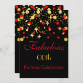 レッド金ゴールドきらめくライツバースデーパーティー 招待状 (正面/裏面)