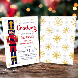 レッド金ゴールドくるみ割りカークリスマスパーティーホリデー 招待状