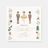 レッド金ゴールドくるみ割りバレリーナ子供の誕生日パーティー スタンダードカクテルナプキン (正面)