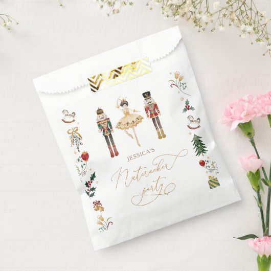 レッド金ゴールドくるみ割りバレリーナ子供の誕生日パーティー フェイバーバッグ (封をした状態)