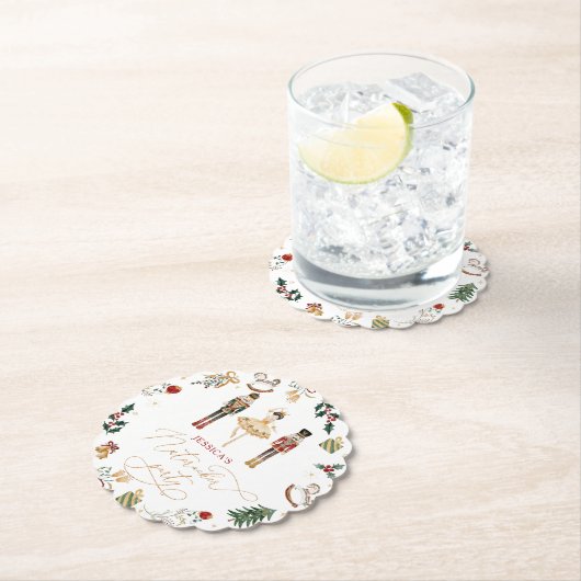 レッド金ゴールドくるみ割りバレリーナ子供の誕生日パーティー ペーパーコースター (インサイチュ)