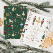 レッド金ゴールドくるみ割りバレリーナ子供の誕生日パーティー 招待状