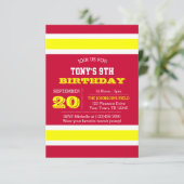 レッド金ゴールドとホワイトチーム誕生日招待状 招待状 (スタンド正面)