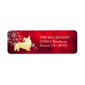 レッド金ゴールドウィンターコルギドッグ差出人住所 ラベル (正面)