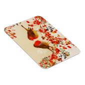 レッド金ゴールドウィンターバードズホリーベリーブランチ マグネット (右側)