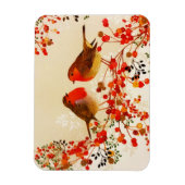 レッド金ゴールドウィンターバードズホリーベリーブランチ マグネット (縦)