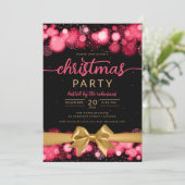 レッド金ゴールドウィンターワンダーランドファミリークリスマスリボン 招待状 (スタンド正面)