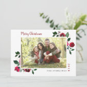 レッド金ゴールドウォーターカラーフローラホリデーカード シーズンカード (スタンド正面)