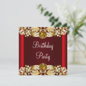 レッド金ゴールドウーマンズバースデーパーティー 招待状 (スタンド正面)