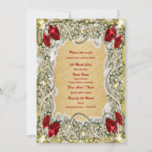 レッド金ゴールドエレガントクリスマスリース 招待状 (裏面)