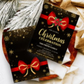 レッド金ゴールドエレガントボーホリデークリスマスパーティー 招待状