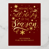 レッド金ゴールドエレガントモダンビジネスホリディフォイルカード 箔シーズンポストカード (正面)