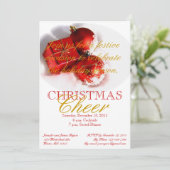 レッド金ゴールドオーナメントクリスマスパーティの招待状 招待状 (スタンド正面)