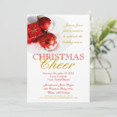 レッド金ゴールドオーナメントクリスマスパーティの招待状 招待状 (スタンド正面)