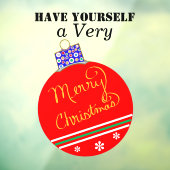 レッド金ゴールドオーナメントボールメリークリスマスクリスマスストライプズ ウィンドウサイン (シート3)