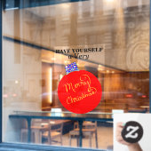 レッド金ゴールドオーナメントボールメリークリスマス ウィンドウサイン (カフェ窓)