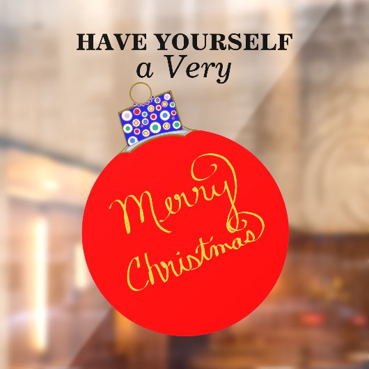 レッド金ゴールドオーナメントボールメリークリスマス ウィンドウサイン (シート2)