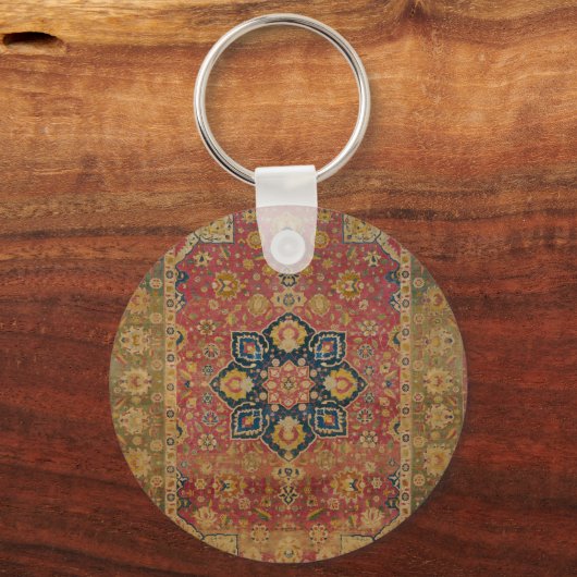 レッド金ゴールドカシャンカーペットラグペルシアアジア キーホルダー (裏面)