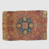 レッド金ゴールドカシャンカーペットラグペルシアアジア ゴルフタオル (横)