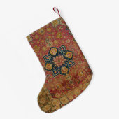 レッド金ゴールドカシャンカーペットラグペルシアアジア スモールクリスマスストッキング (裏面 (吊り時))