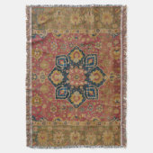 レッド金ゴールドカシャンカーペットラグペルシアアジア スローブランケット (正面縦)