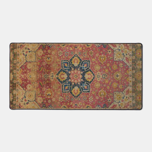 レッド金ゴールドカシャンカーペットラグペルシアアジア デスクマット (正面)