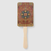 レッド金ゴールドカシャンカーペットラグペルシアアジア ハンドファン (裏面)