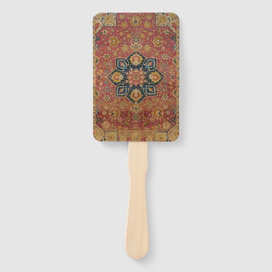 レッド金ゴールドカシャンカーペットラグペルシアアジア ハンドファン (正面)