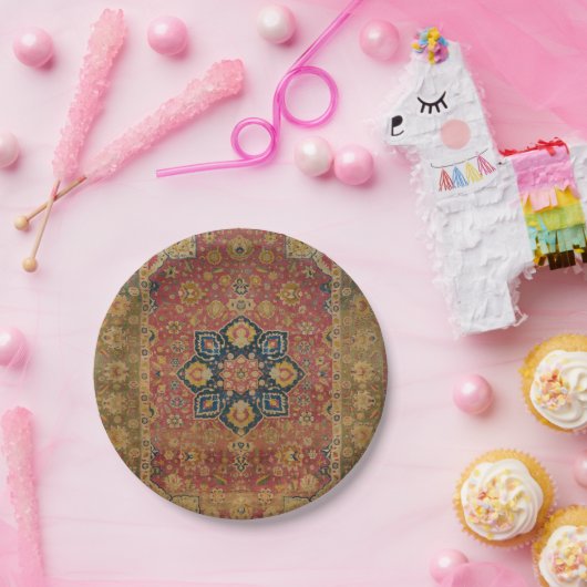 レッド金ゴールドカシャンカーペットラグペルシアアジア ペーパープレート (パーティー)